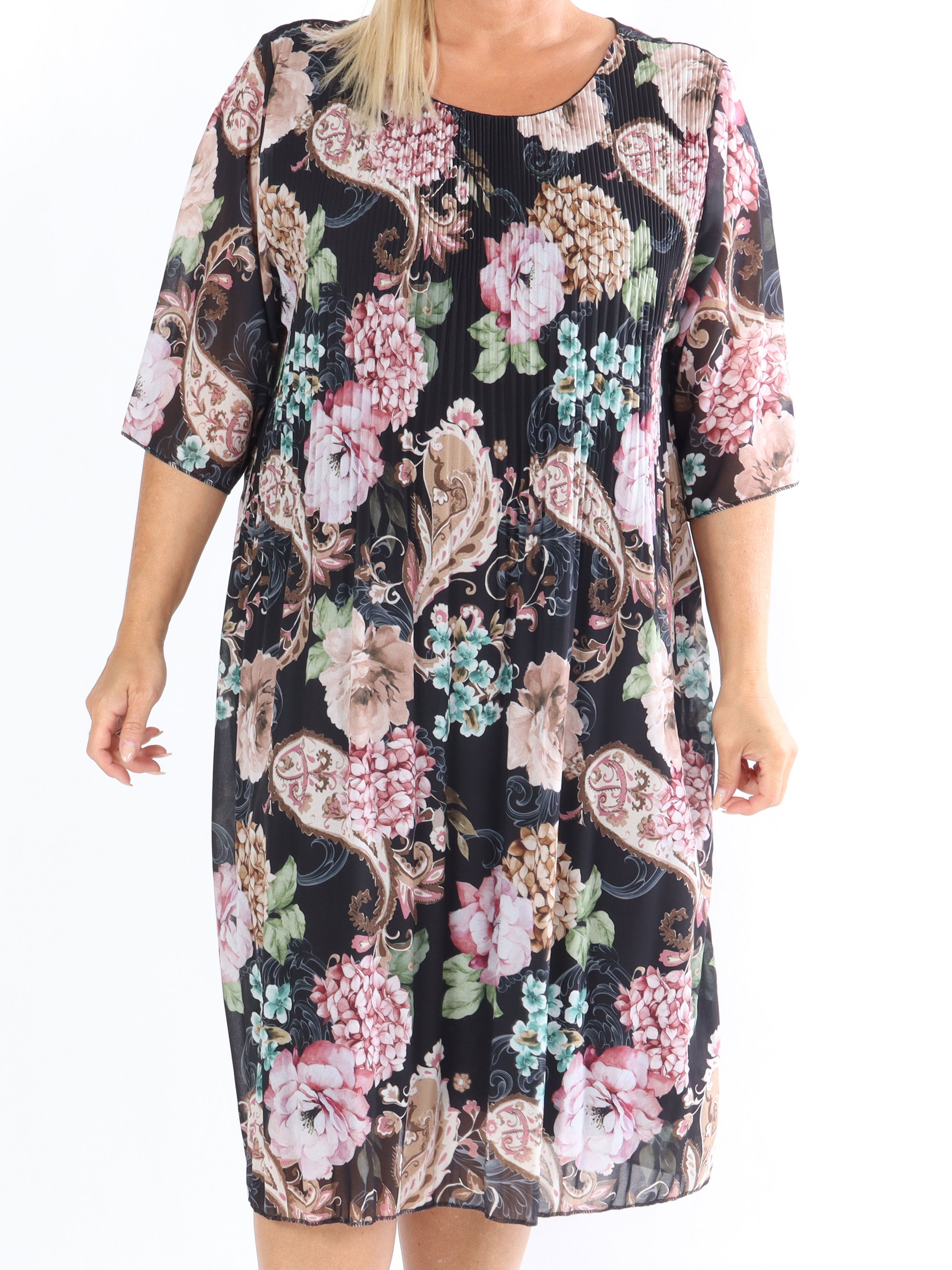 Zion Flower - Plisseret kjole med blomsterprint